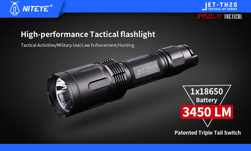 Lampe torche tactique Niteye TH20 3150 Lumens ultra puissante, police